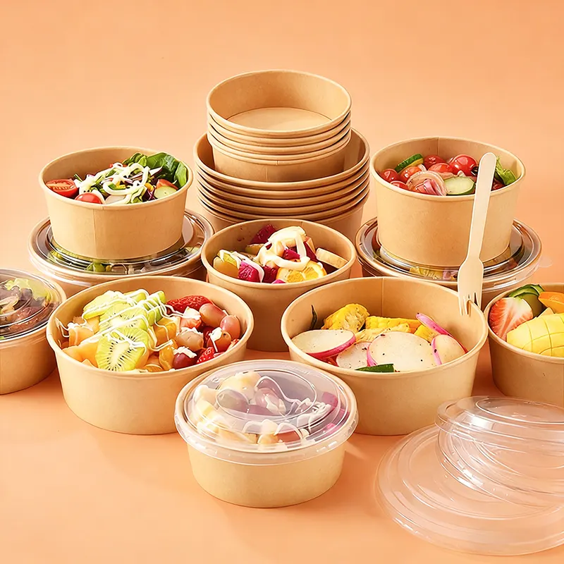 Cuenco de papel para ensalada de papel Kraft de 1000 ml