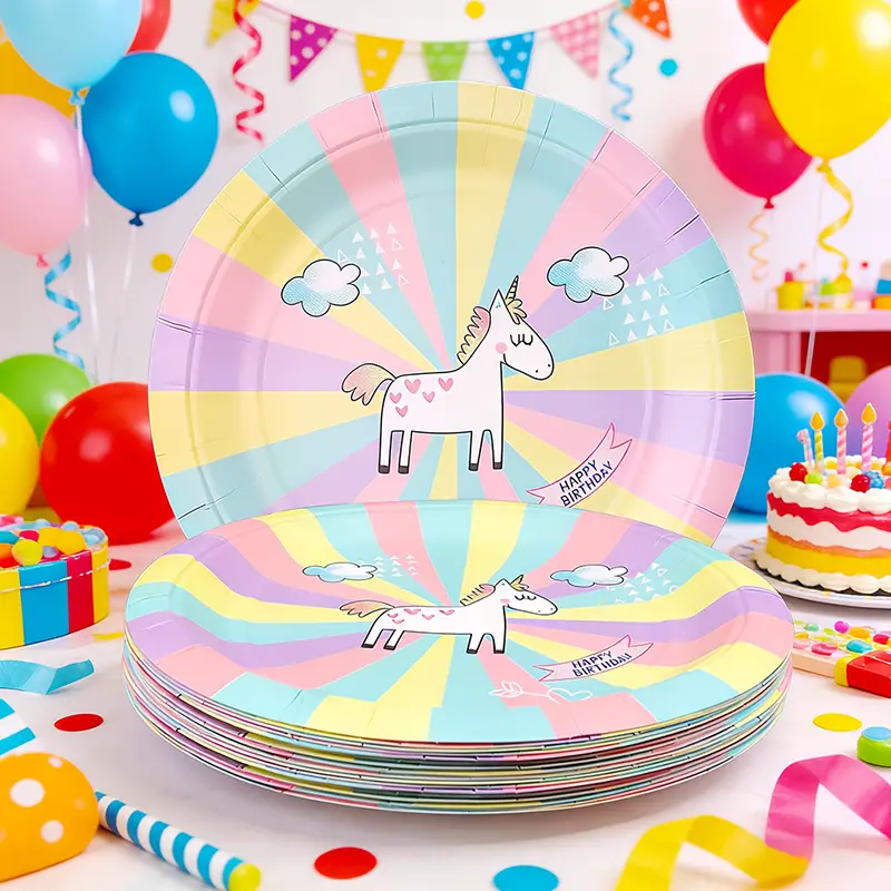 Plato de papel redondo desechable de 7 pulgadas